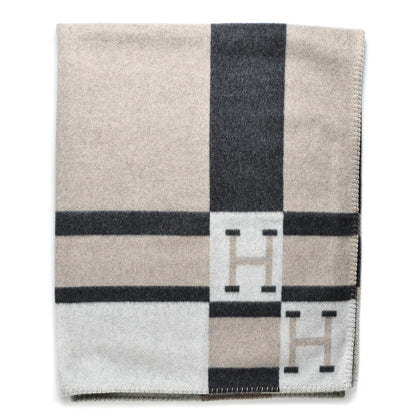 Hermes Wool Cashmere Avalon Bayadere Blanket Galet Ecru 4 of 6