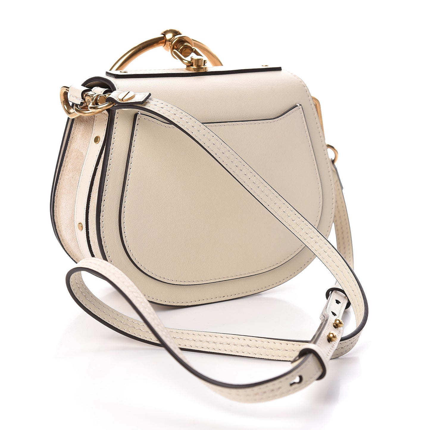 Calfskin Suede Small Nile Bracelet Bag Off White