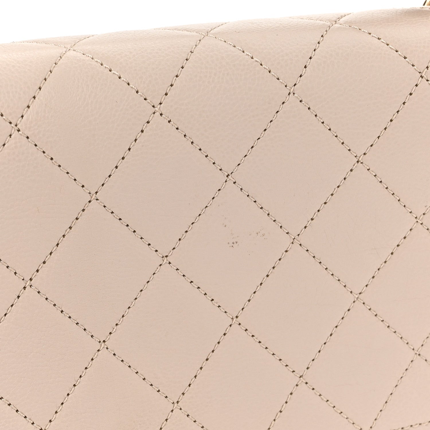 Chanel Grained Calfskin Quilted Large Label Click Flap Bag Light Beige 11 of 13