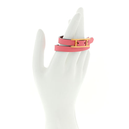 Hermes Swift Chamonix Behapi Double Tour Reversible Bracelet T2 Rose Azalee Gold 2 of 6