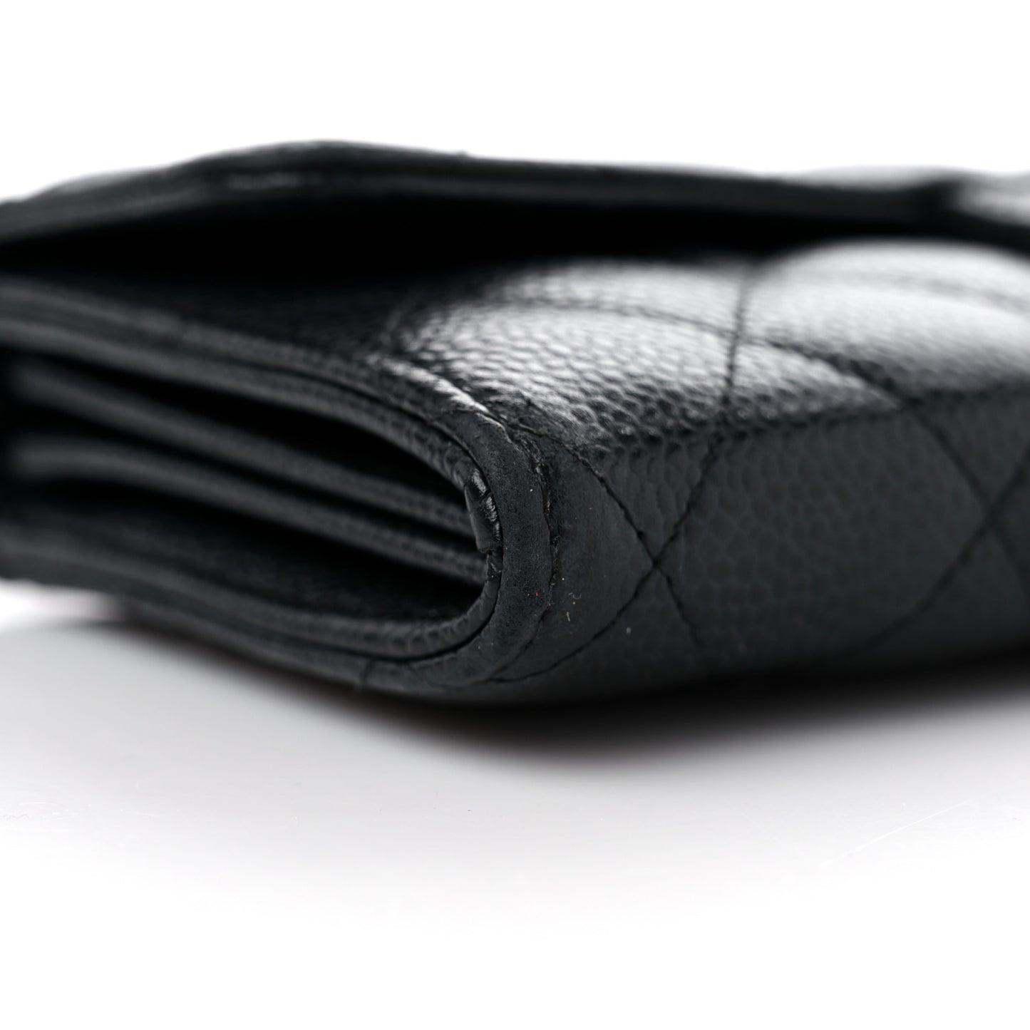 Caviar Quilted Large Gusset Flap Wallet Black