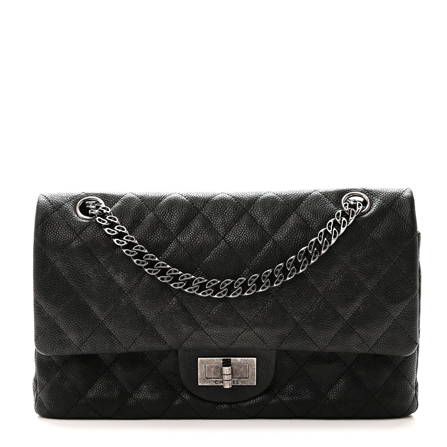 Washed Caviar Quilted 2.55 Reissue 225 Bijoux Chain Flap  Black