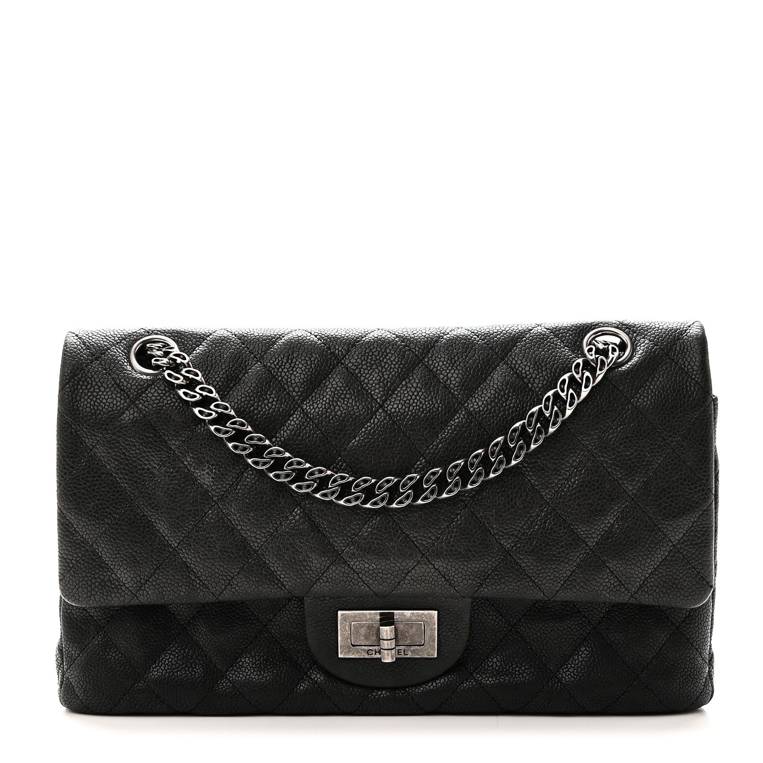 Chanel Washed Caviar Quilted 2.55 Reissue 225 Bijoux Chain Flap  Black 1 of 11