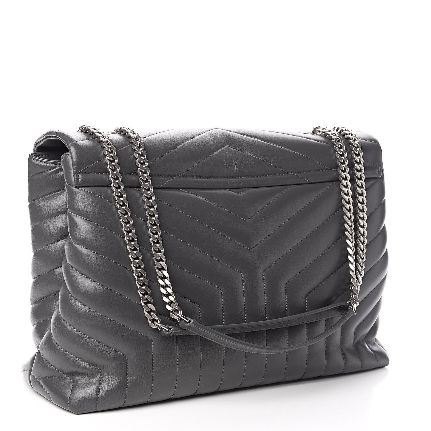 Calfskin Y Quilted Monogram Large Loulou Chain Satchel Storm