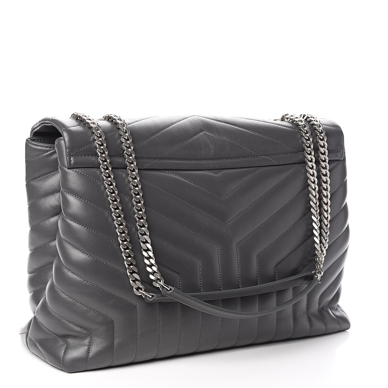 Saint Laurent Calfskin Y Quilted Monogram Large Loulou Chain Satchel Storm 3 of 10