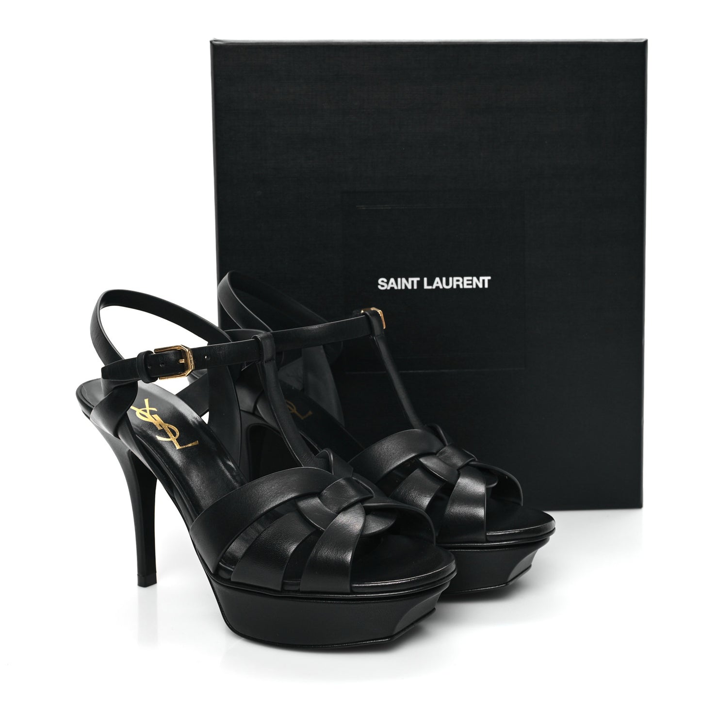 Calfskin Tribute 75 Platform Sandals 37 Black