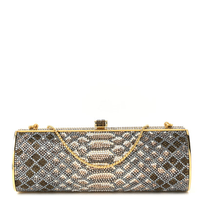 Judith Leiber Swarovski Crystal Minaudiere Clutch Multicolor Gold 1 of 9