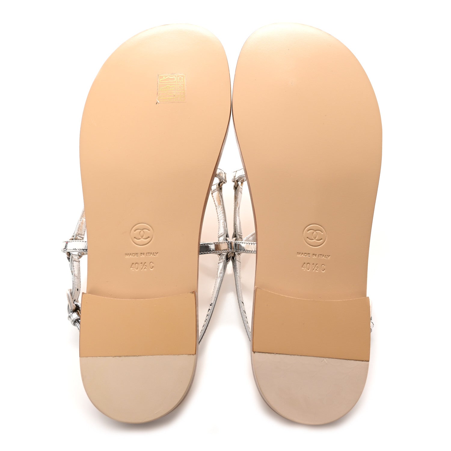 Chanel Mirror Calfskin CC Thong Sandals 40.5 Silver 5 of 14