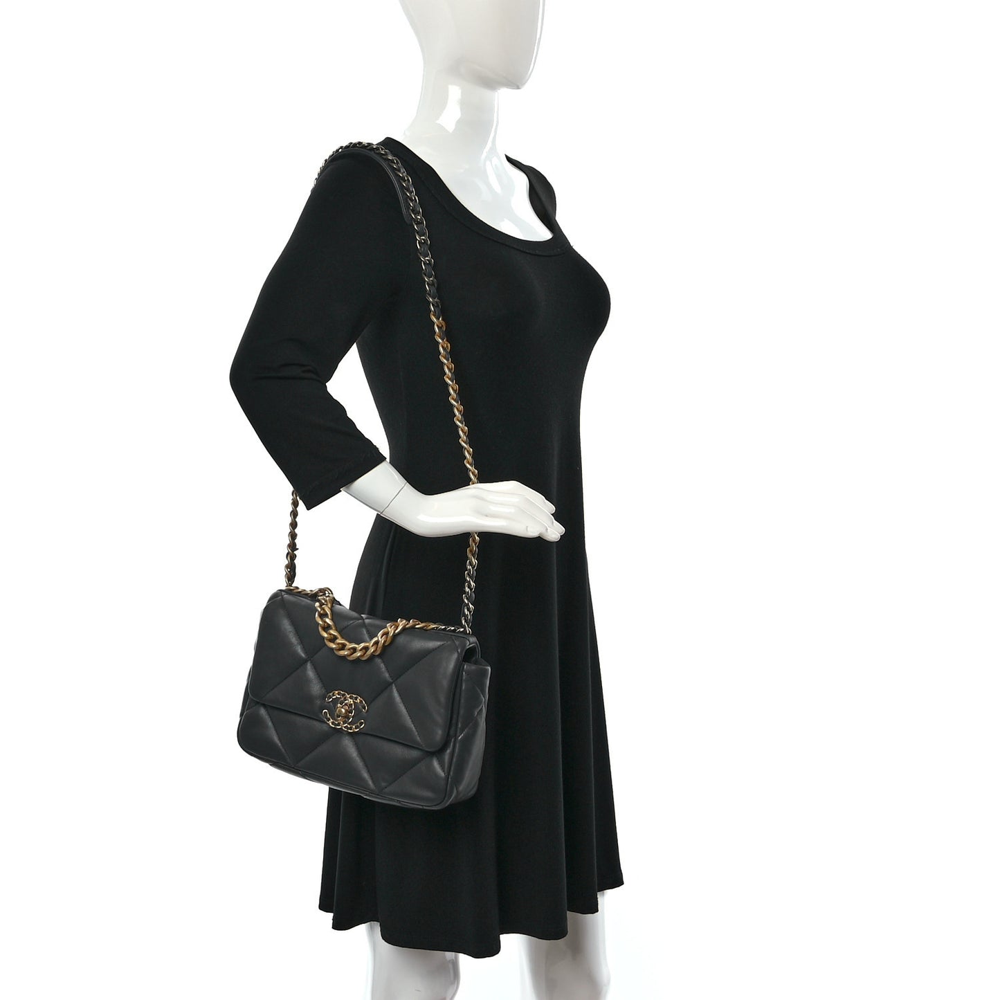 Lambskin Quilted Medium Chanel 19 Flap Dark Grey