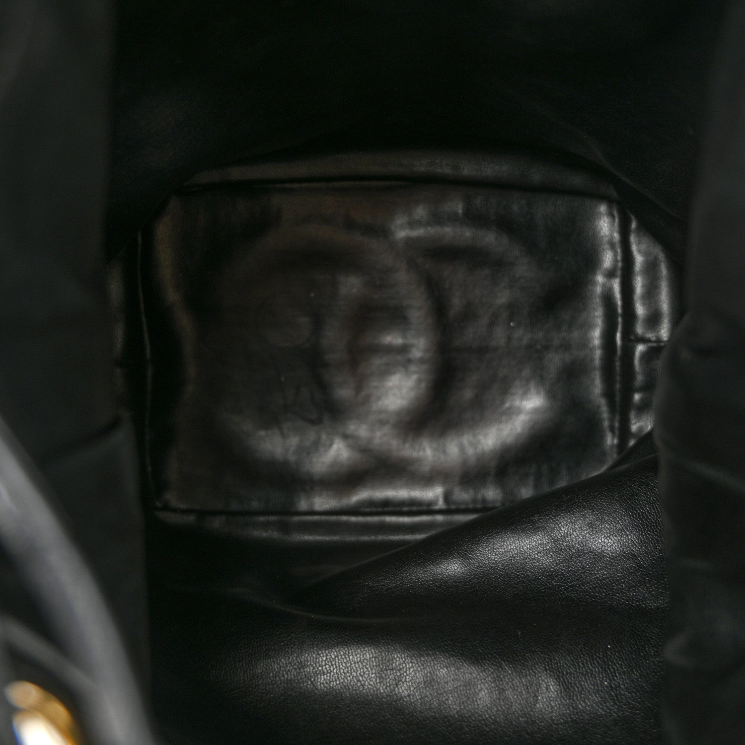 Chanel Lambskin Quilted Drawstring Bucket Bag Black 5 of 10