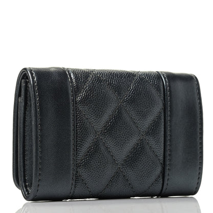 Chanel Caviar Quilted Vintage Mademoiselle Flap Card Holder Black 2 of 3