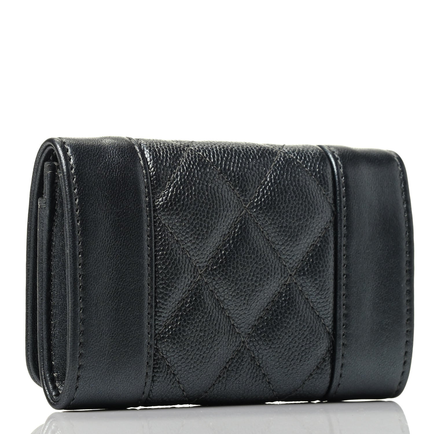 Chanel Caviar Quilted Vintage Mademoiselle Flap Card Holder Black 3 of 8