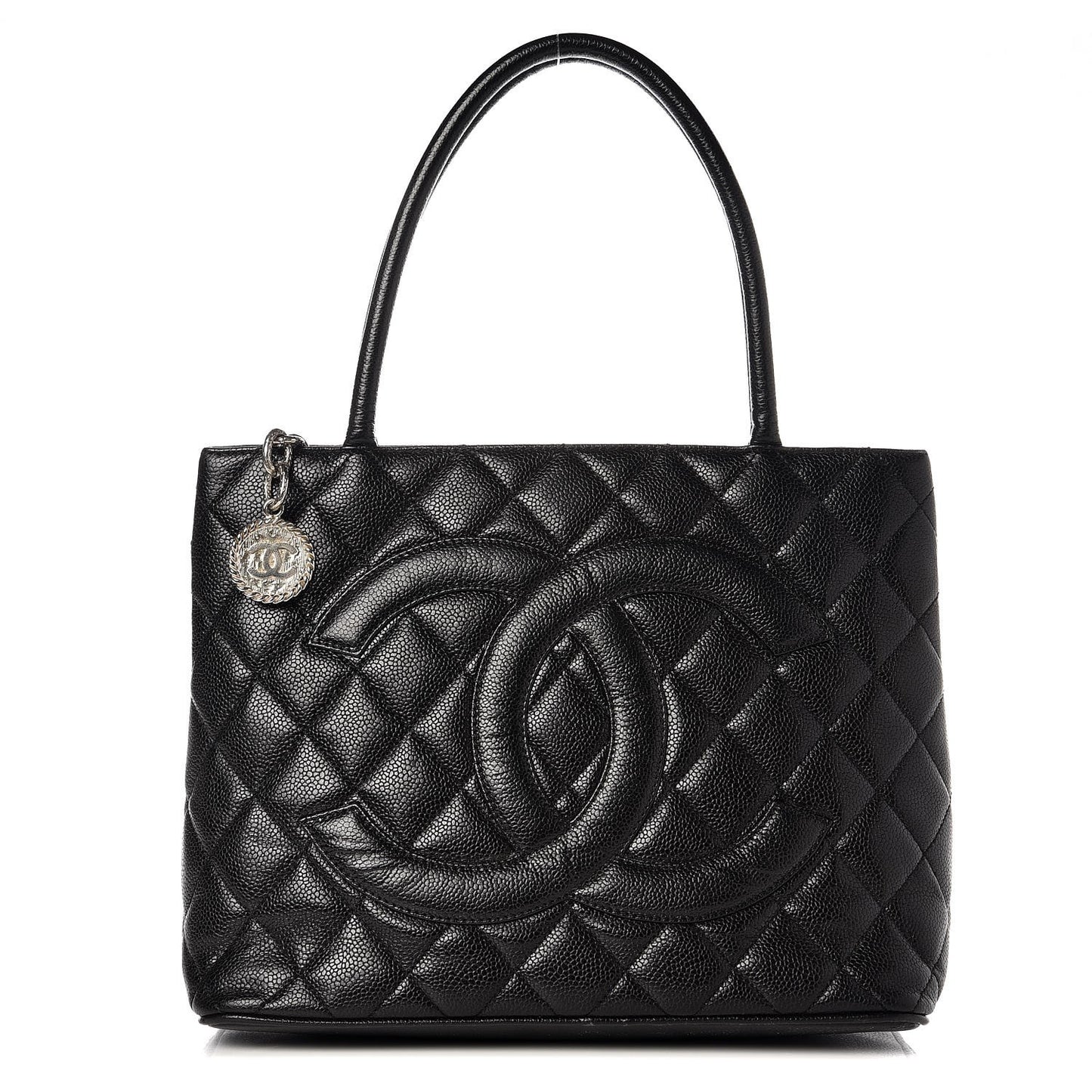 Caviar Quilted Medallion Tote Black
