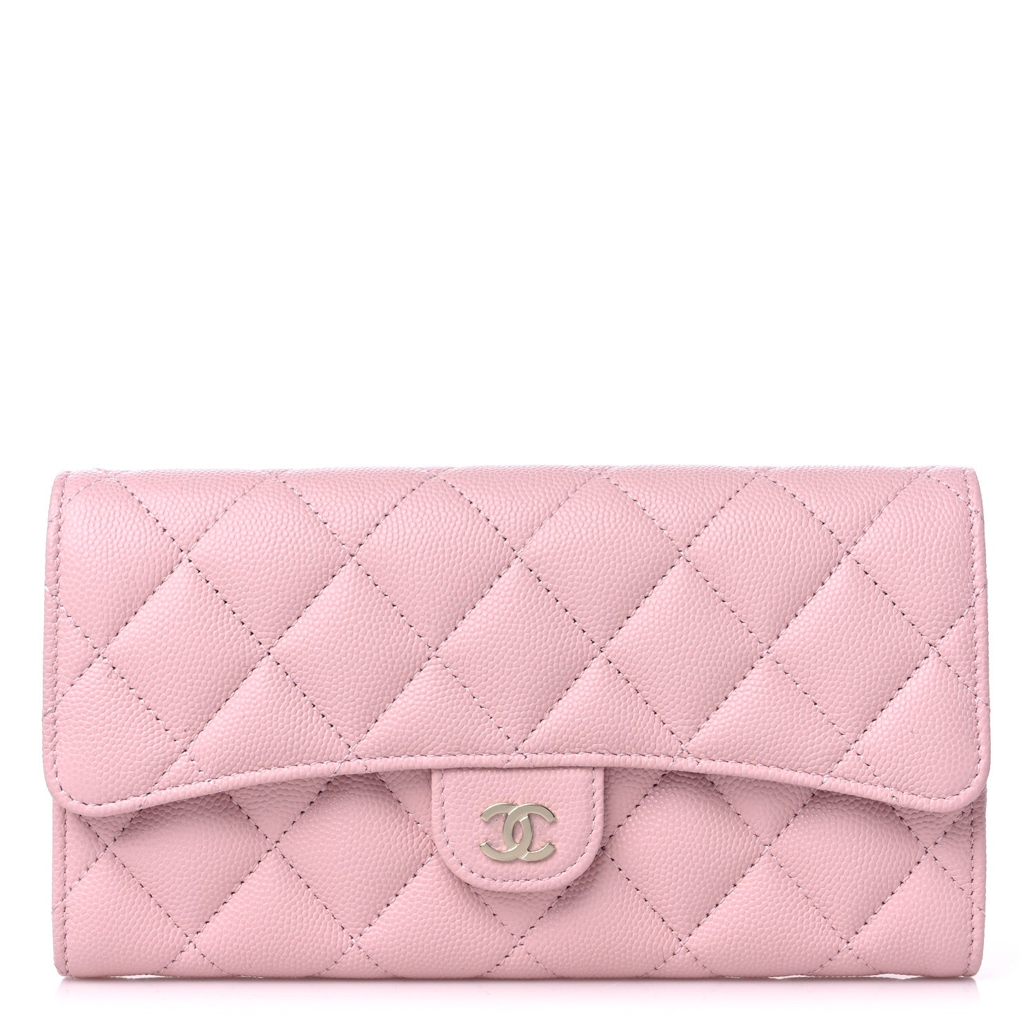 Chanel Caviar Quilted Large Gusset Flap Wallet Light Pink 1 of 11