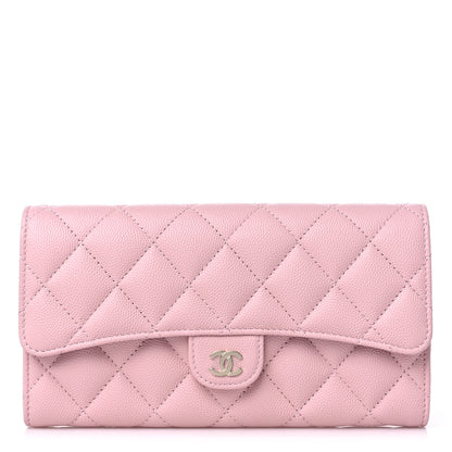 Chanel Caviar Quilted Large Gusset Flap Wallet Light Pink 1 of 11