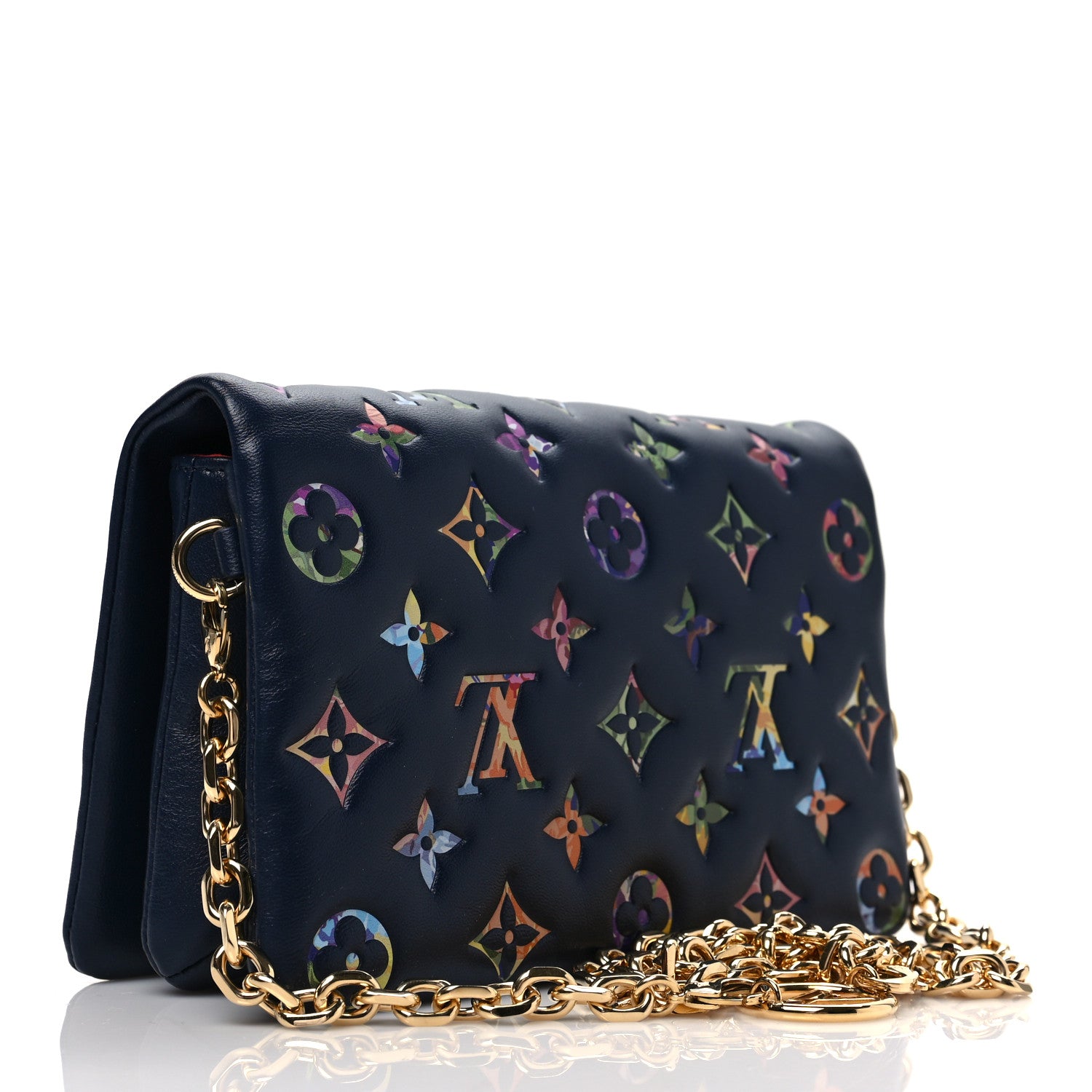 Louis Vuitton Lambskin Embossed Monogram LV Garden Pochette Coussin Navy 3 of 7