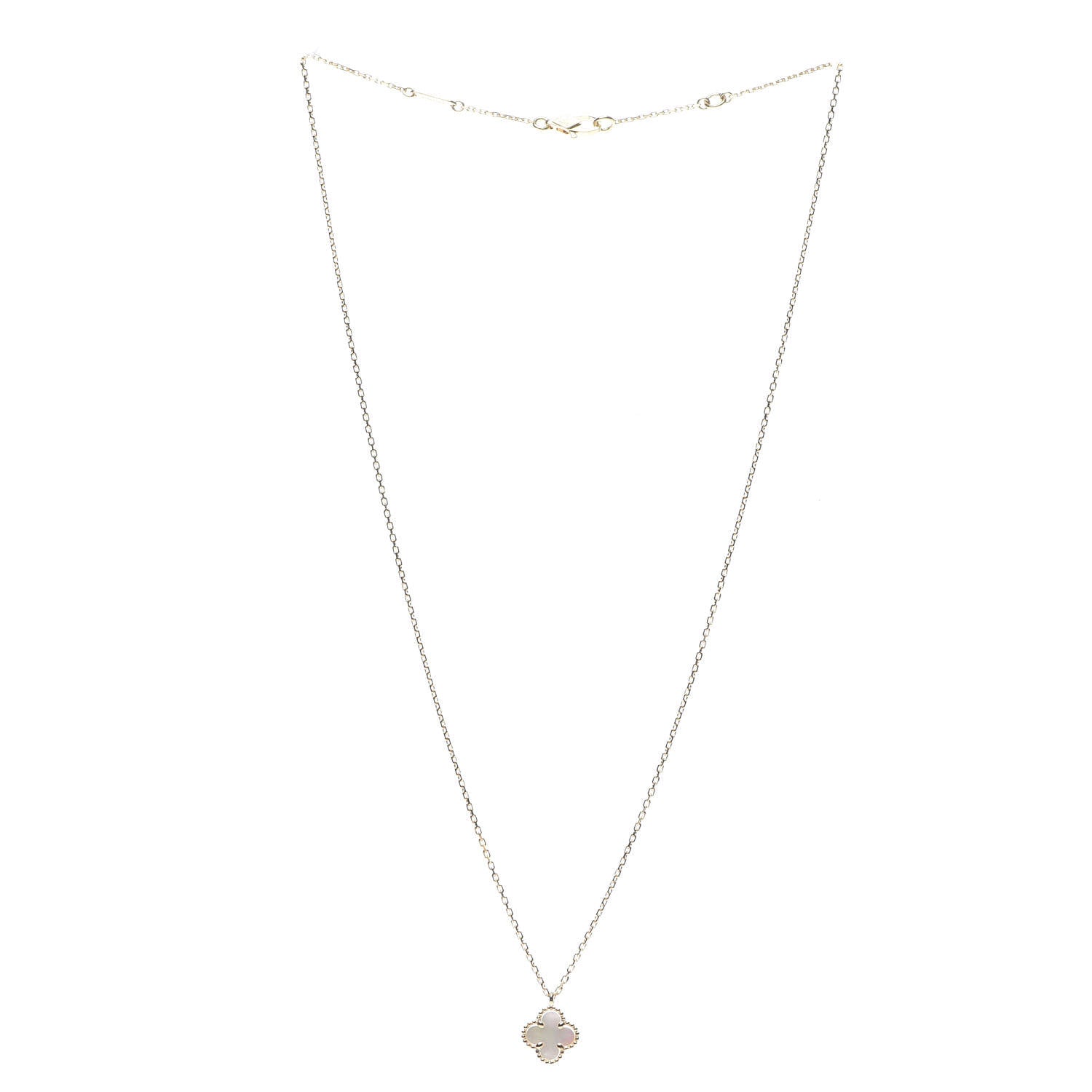 Van Cleef & Arpels 18K Yellow Gold Mother of Pearl Sweet Alhambra Pendant Necklace 2 of 7