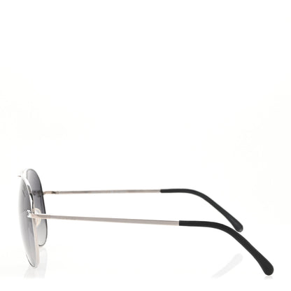 Chanel Metal Polarized CC Aviator Sunglasses 4189-T-Q Silver 3 of 9