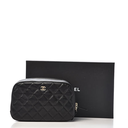Chanel Lambskin Quilted Medium Curvy Pouch Cosmetic Case Black 10 of 10