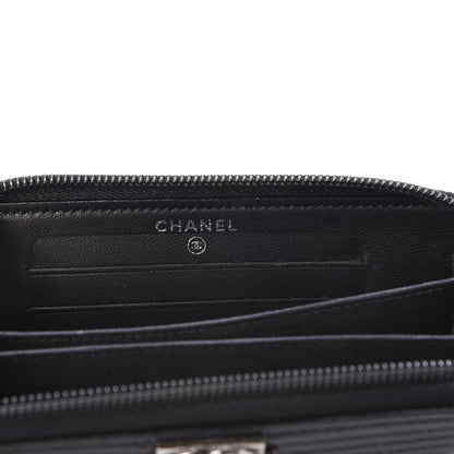 Chanel Lambskin Quilted Small Boy Zip Around Wallet Black 8 of 10
