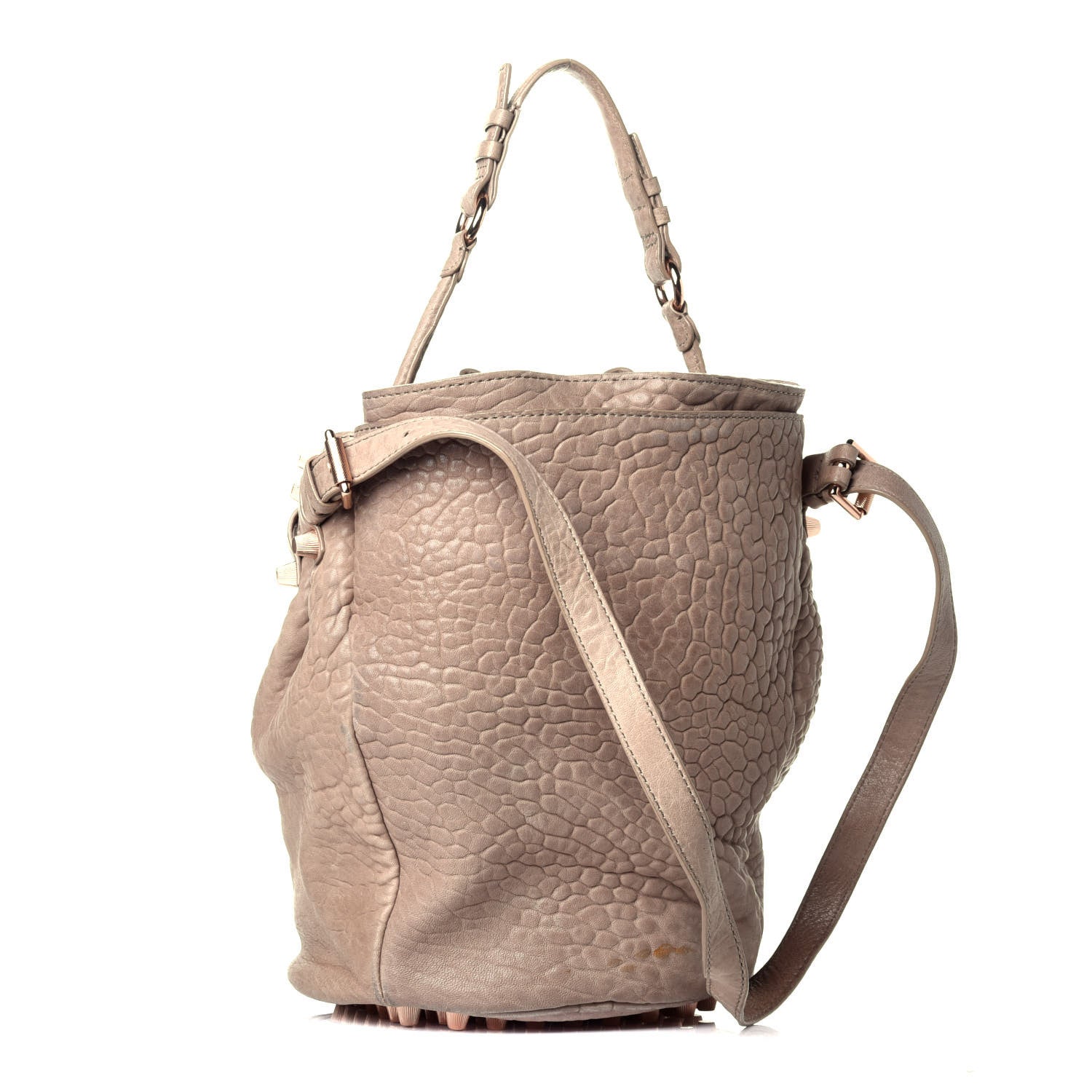 Alexander Wang Pebbled Lambskin Diego Bucket Bag Latte Rose Gold