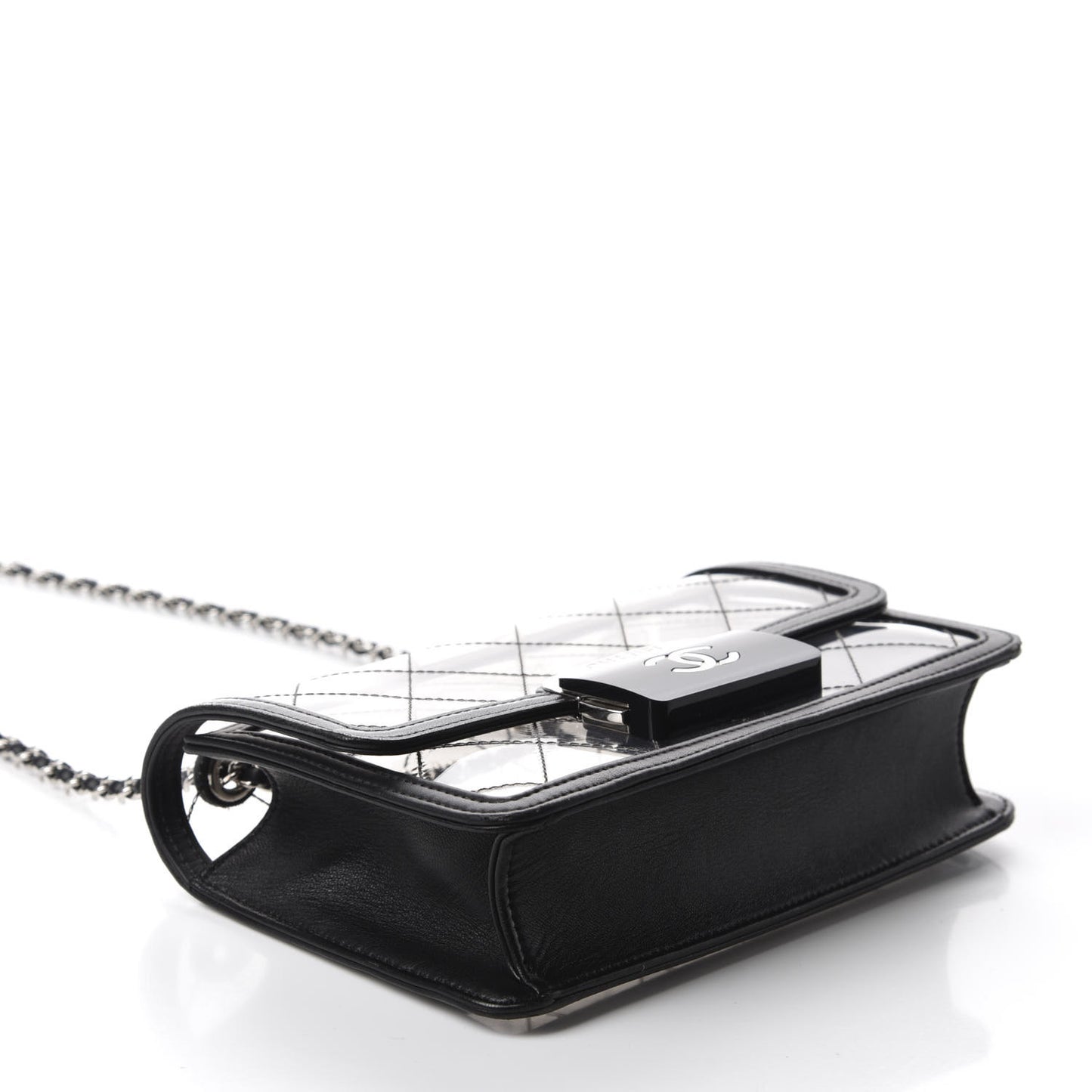 PVC Lambskin Quilted Beauty Lock Flap Black