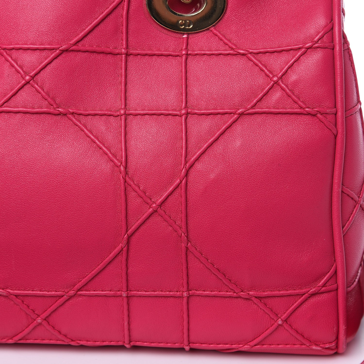 Christian Dior Lambskin Cannage Mini Granville Polochon Fuchsia 15 of 16