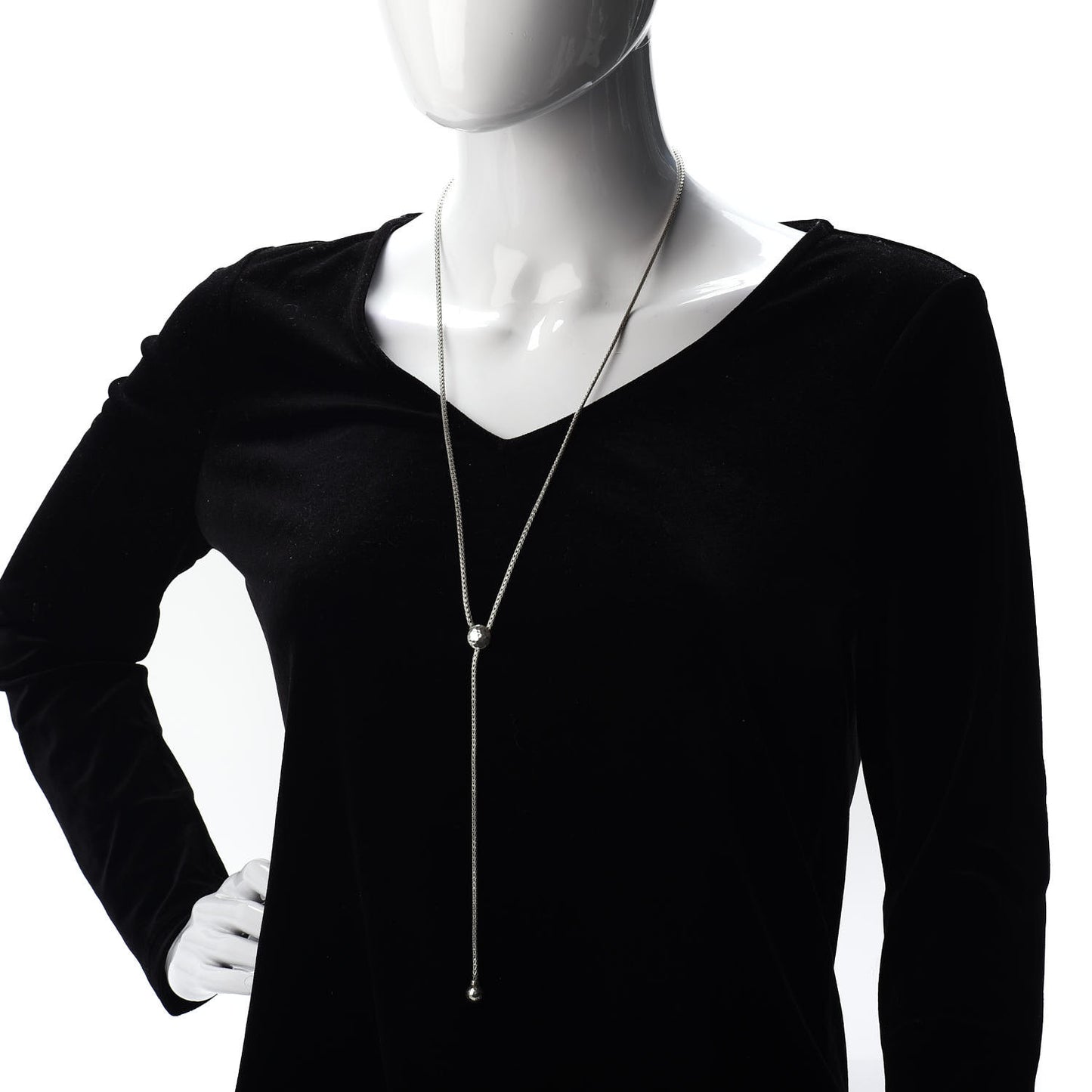 Sterling Silver Classic Chain Hammered Y Necklace