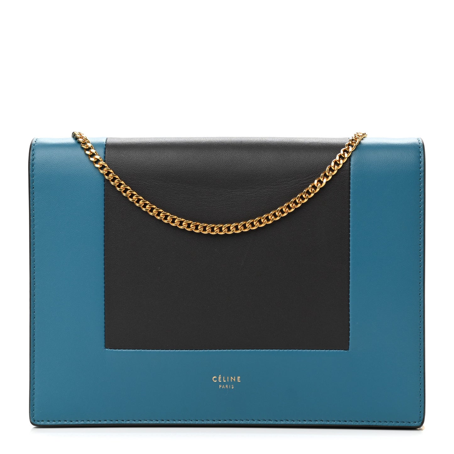 Smooth Lambskin Frame Evening Chain Clutch Turchese Liquorice