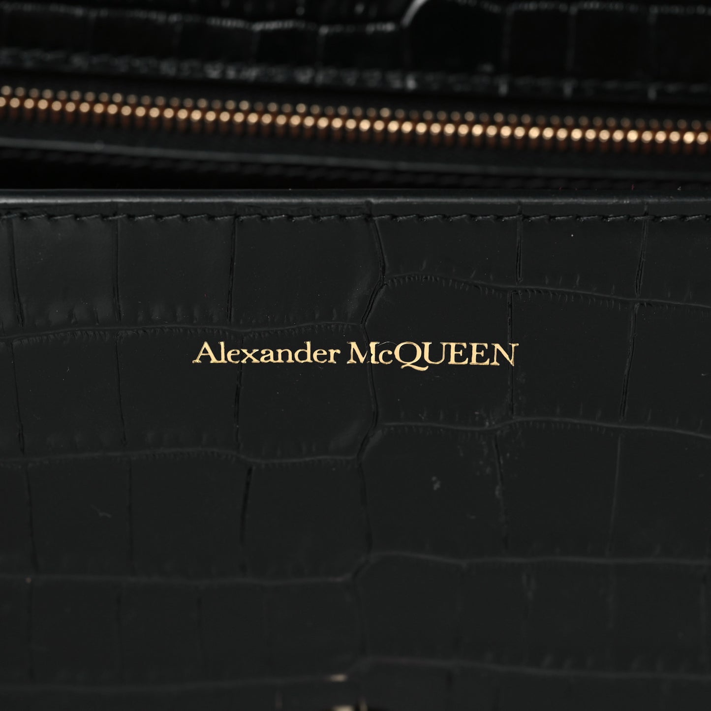 Shiny Calfskin Crocodile Embossed Knuckle Jeweled Crossbody Black