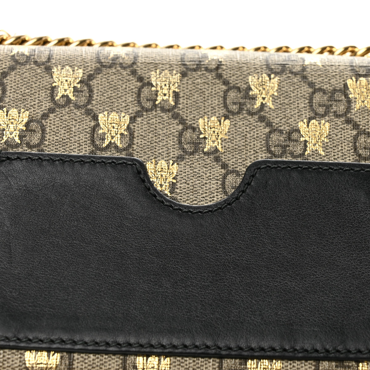 GG Supreme Monogram Bees Small Padlock Shoulder Bag Black