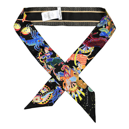 Christian Dior Silk Mitzah Scarf Black Multicolor 1 of 3