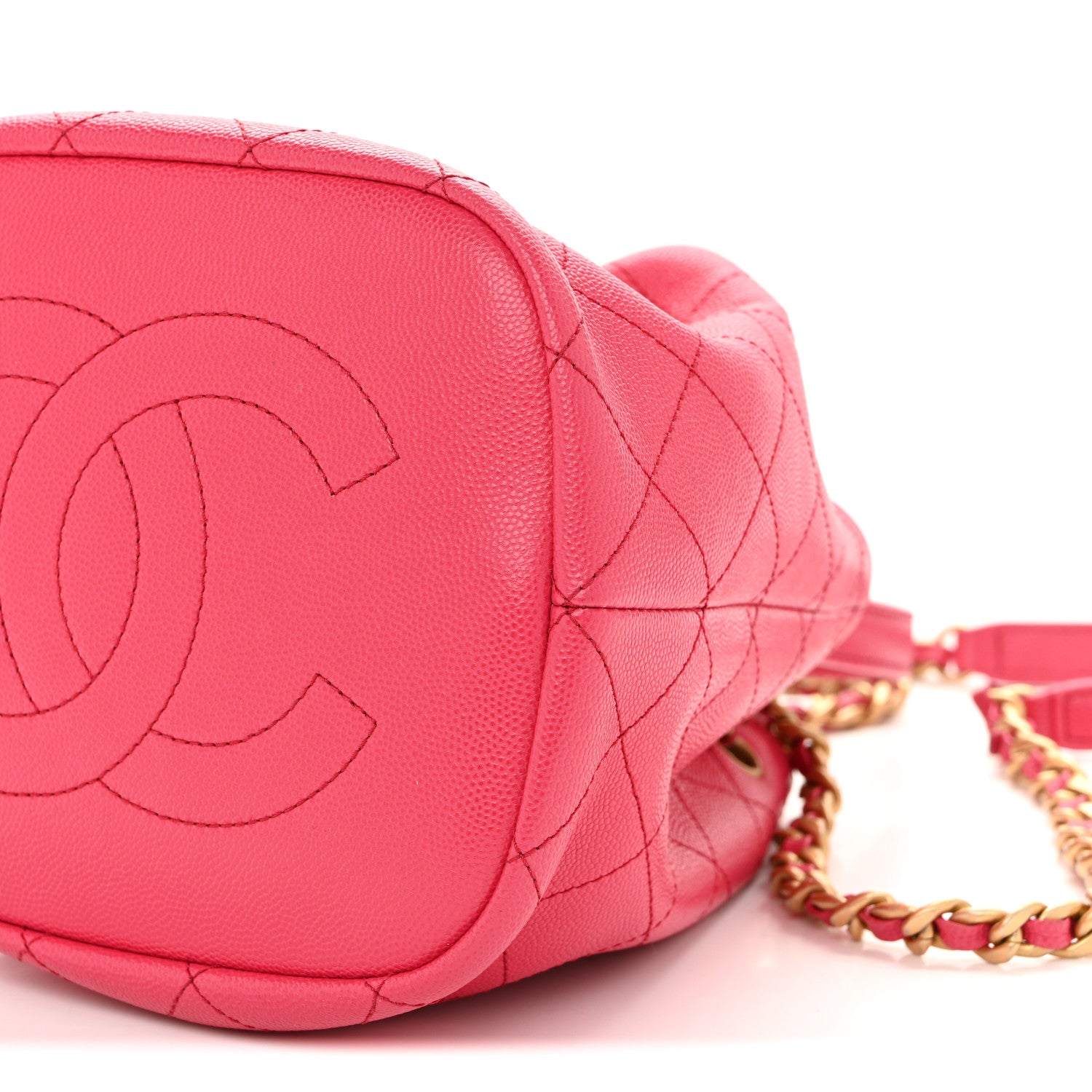 Chanel Caviar Quilted Fashion Therapy Bucket Drawstring Bag Dark Pink 10 of 11