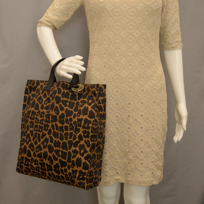 Fendi Jacquard Leopard Print Shopping Tote Brown 2 of 9