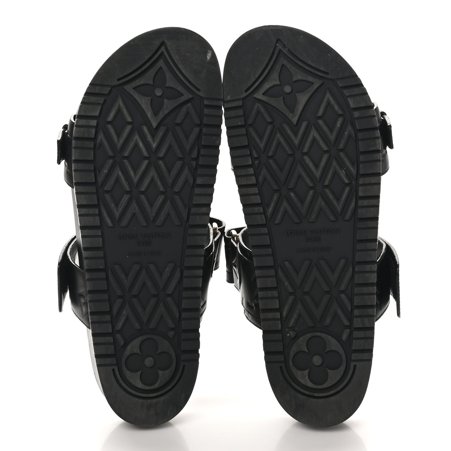 Lambskin Embossed Monogram Bom Dia Flat Mule Sandals 38 Black