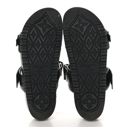Louis Vuitton Lambskin Embossed Monogram Bom Dia Flat Mule Sandals 38 Black 6 of 10