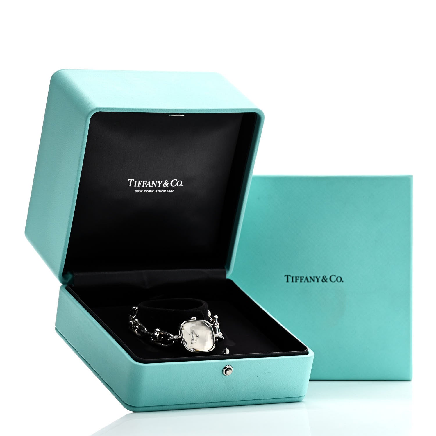 Tiffany Sterling Silver Diamond 24mm HardWear Quartz Watch 1465402