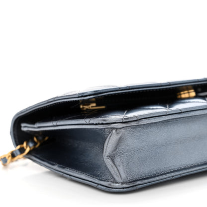 Chanel Metallic Lambskin Wallet On Chain WOC Dark Blue 10 of 12
