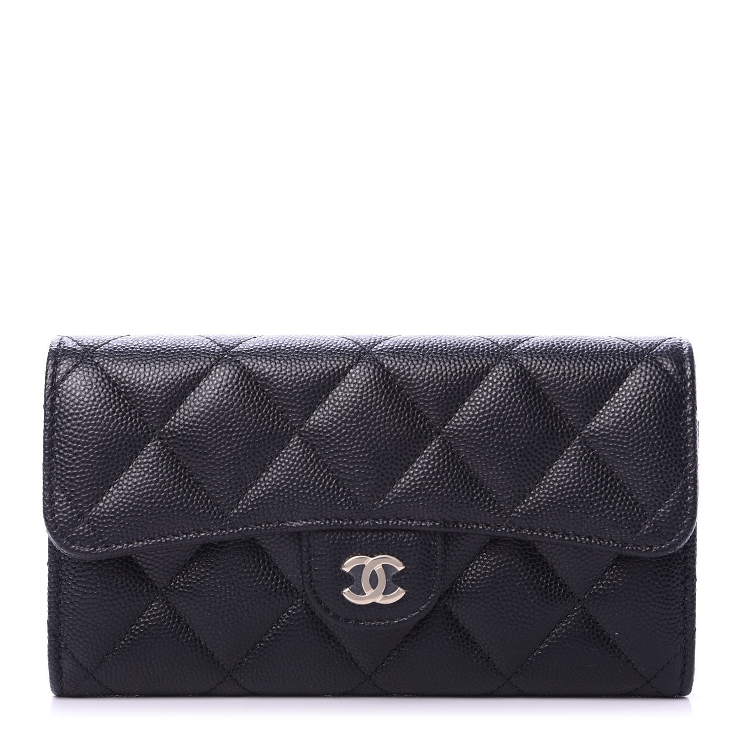 Chanel Caviar Quilted Medium Gusset Flap Wallet Black 1 of 8