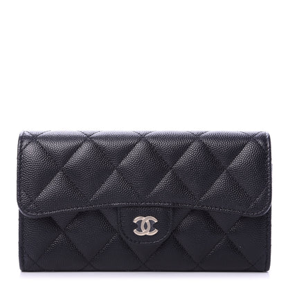 Chanel Caviar Quilted Medium Gusset Flap Wallet Black 1 of 8