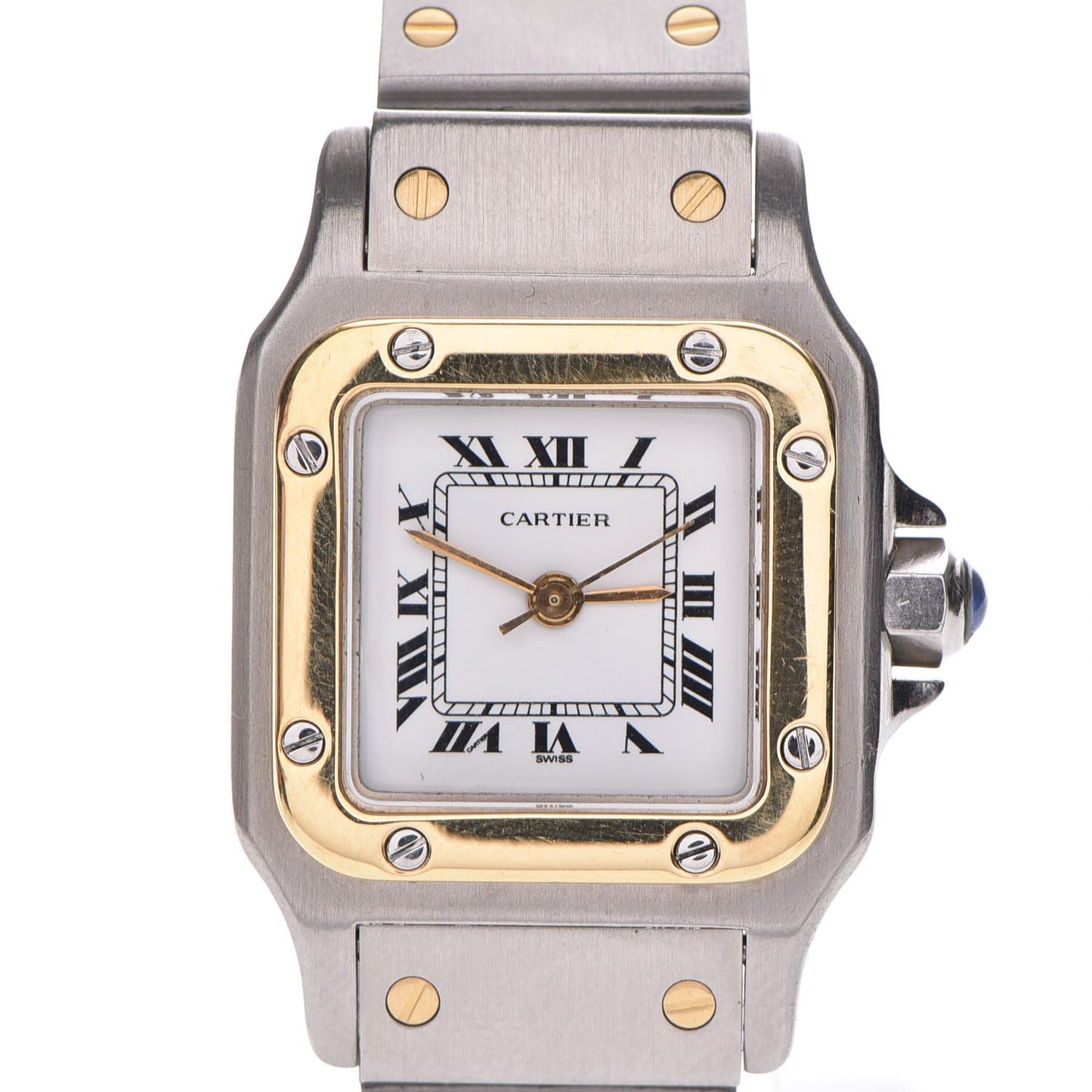 Stainless Steel 18K Yellow Gold 24mm Santos De Cartier Galbee Quartz Watch