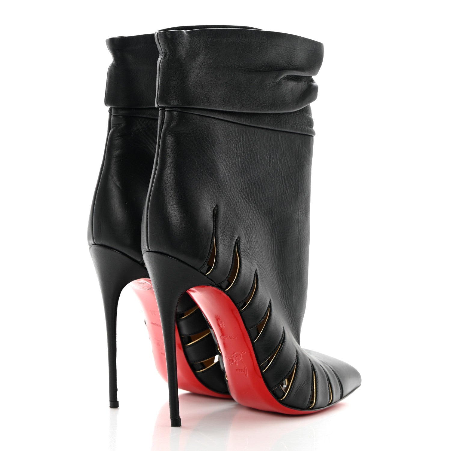 Christian Louboutin Calfskin Chiffon Fontabooty 120 Ankle Booties 38 Black 4 of 14
