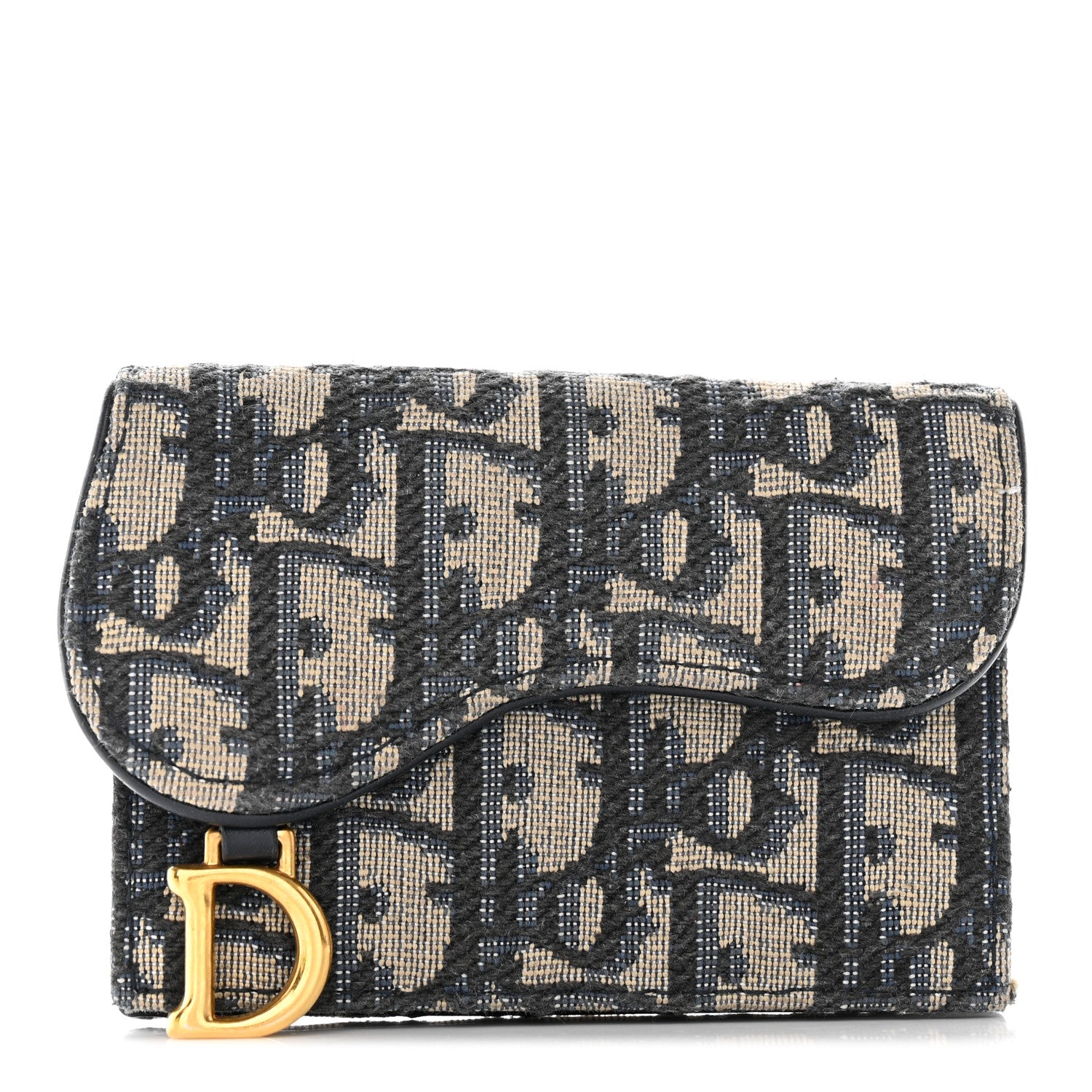 Christian Dior Oblique Saddle Card Holder Blue 1 of 11