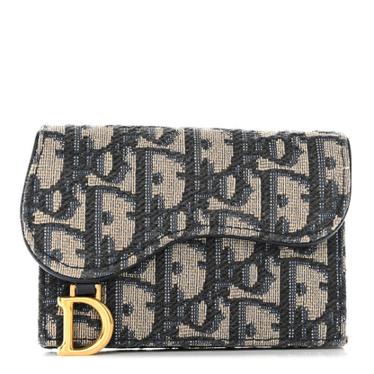 Christian Dior Oblique Saddle Card Holder Blue 1 of 11