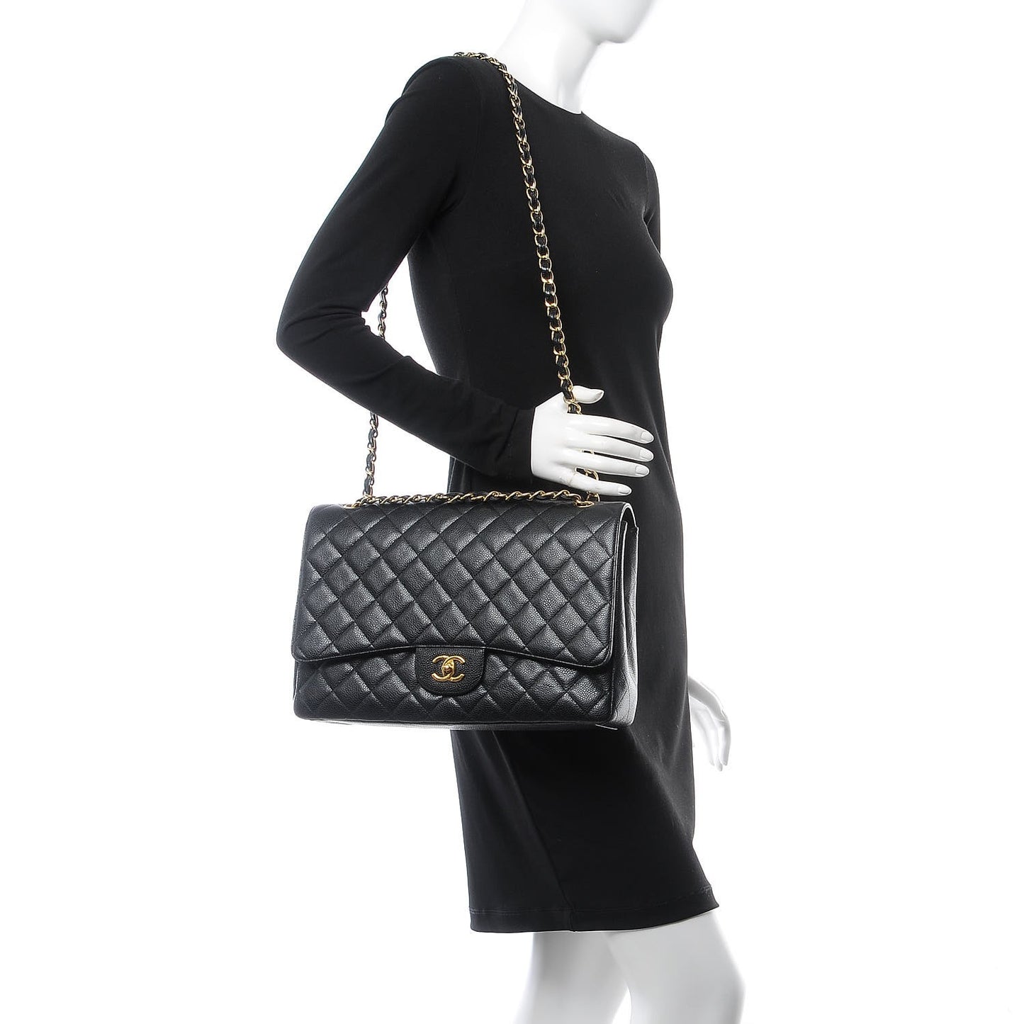 Caviar Quilted Maxi Single Flap Black