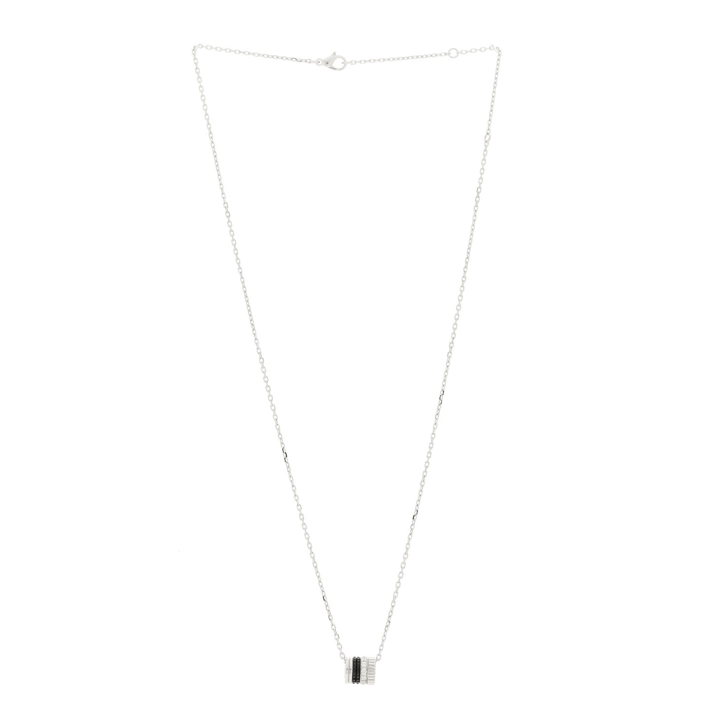 18K White Gold Diamond PVD Quatre SM Ring Pendant Necklace