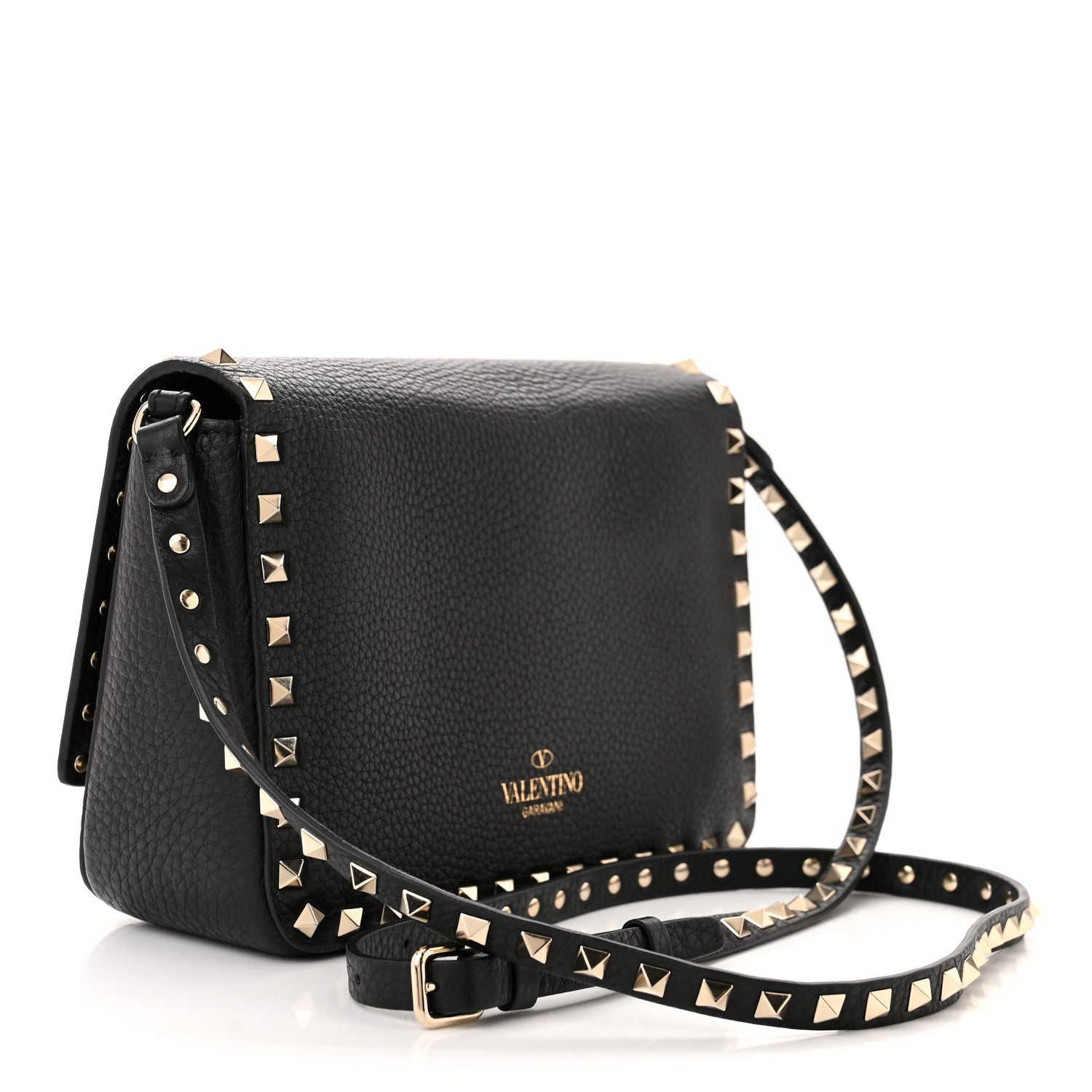 Valentino Garavani Grained Calfskin Rockstud Crossbody Bag Black 3 of 10