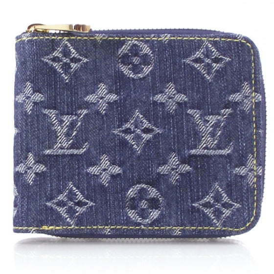 Denim Zip Compact Wallet Blue
