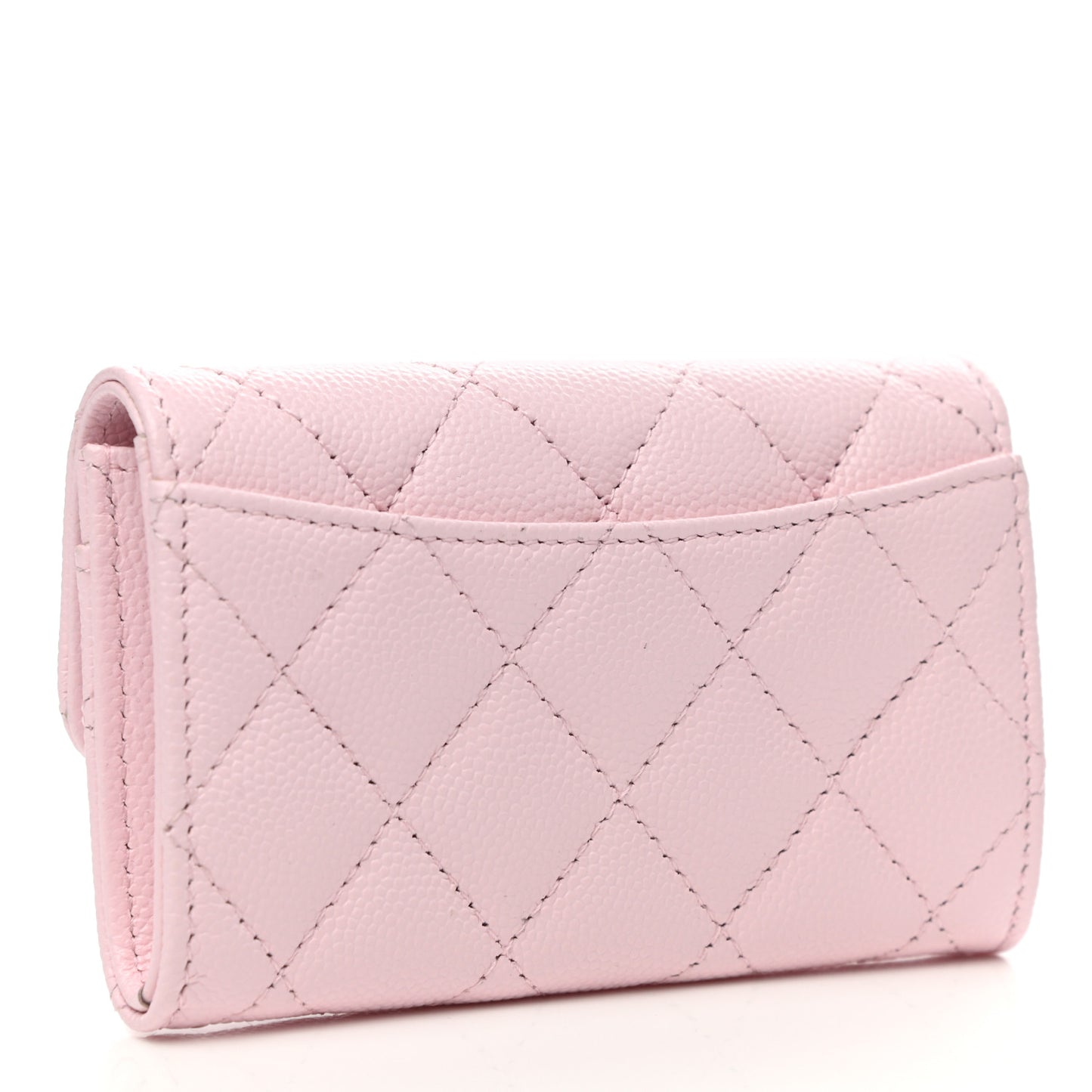 Caviar Quilted Flap Card Holder Wallet Light Pink