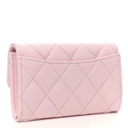 Chanel Caviar Quilted Flap Card Holder Wallet Light Pink 2 of 11